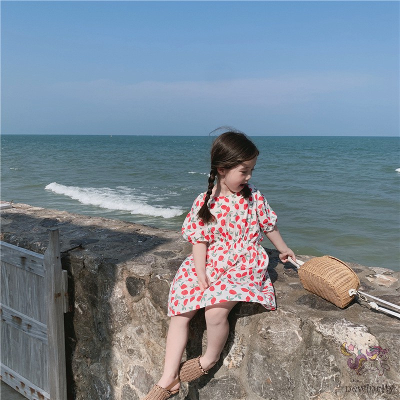 Đầm Bé Gái In Hình Quả Cherry