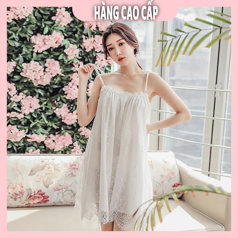 Đầm ngủ hai dây suông phối ren dễ thương (kèm hình thật shop chụp) | BigBuy360 - bigbuy360.vn