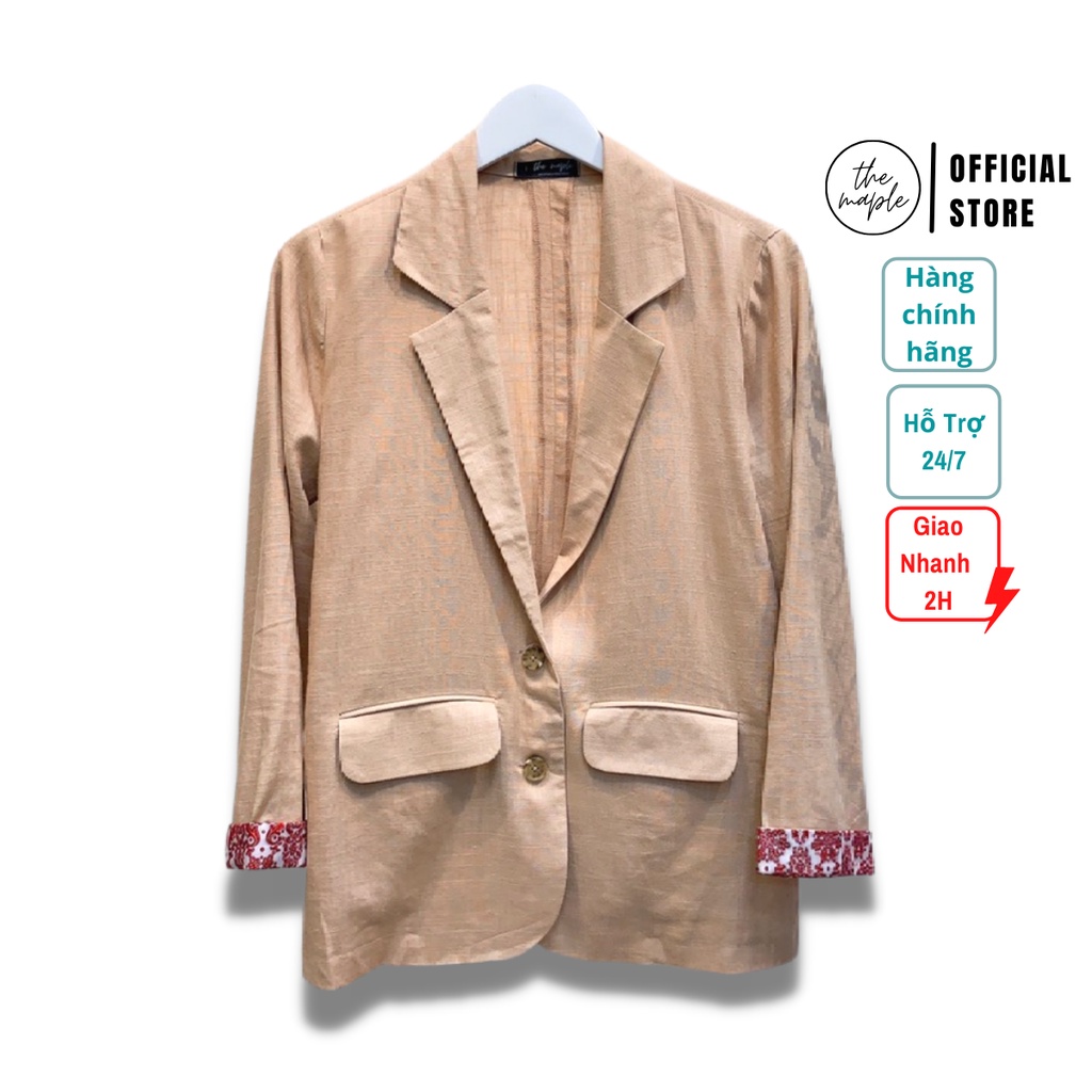 Áo khoác Linen nữ Blazer THE MAPLE Freesize Xanh Dương