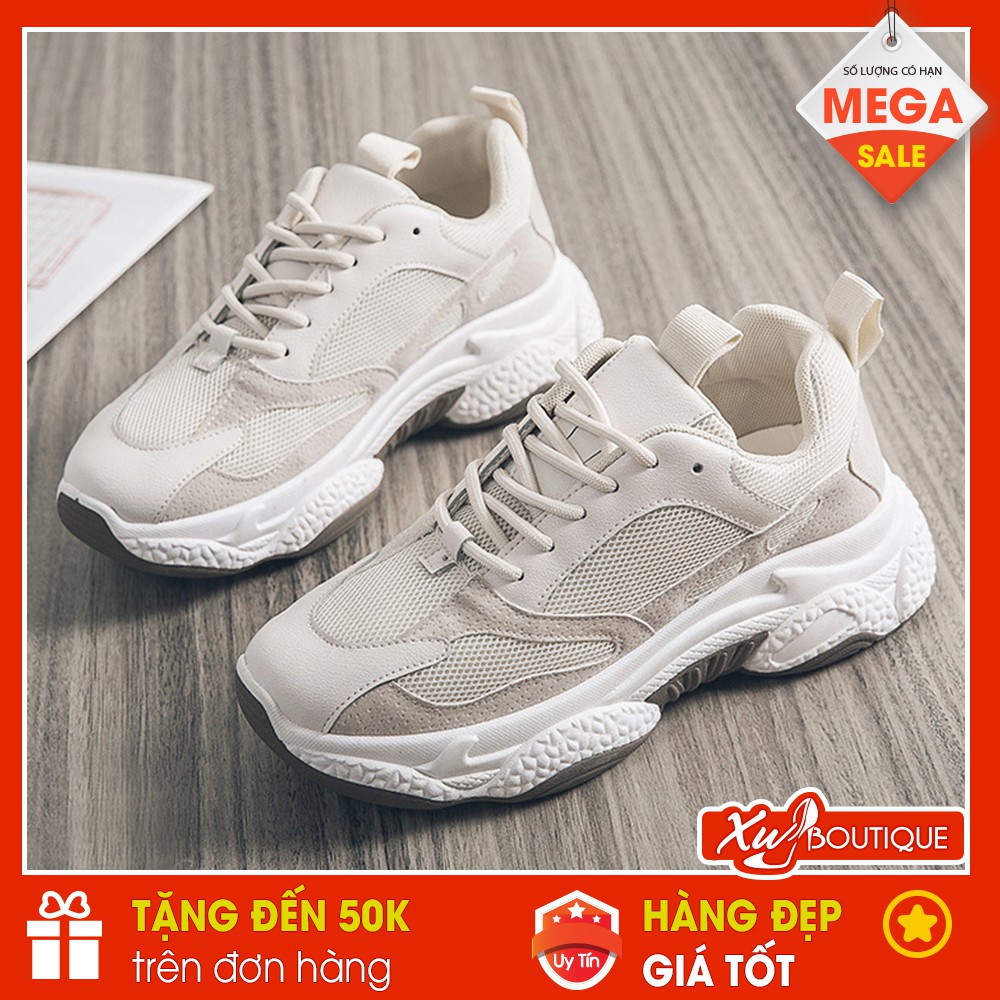 Giày Thể Thao Nữ, Sneaker Hàn Quốc Cao Cấp Giá Rẻ Đế Cao 5CM - Chất Da Phối Vải Lưới Đẹp (Có video thật) TT033/34