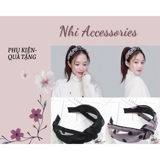 Bờm tóc hoạ tiết chấm bi phong cách retro dành cho nữ