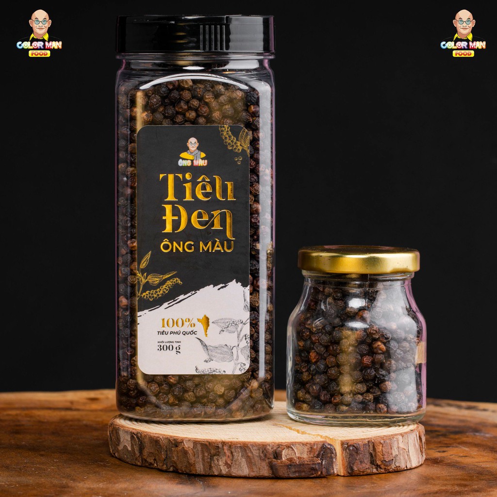 Tiêu Chín [DATE 8/11/23], Tiêu Sọ, Tiêu Đen Color Man hộp 300 gram nguyên hạt đặc trưng từ vùng Phú Quốc nổi tiếng