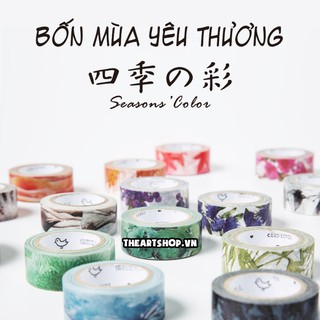 Washi Tape BỐN MÙA YÊU THƯƠNG phong cách màu nước truyền thống Nhật Bản.