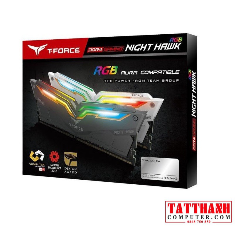 RAM Team T-Force Night Hawk RGB 16GB (2x8Gb) DDR4-3000Mhz - Chính hãng bảo hành 5 năm