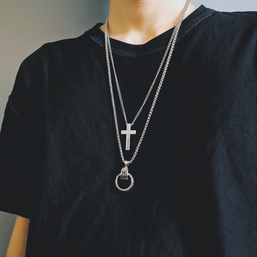 Dây chuyền nam nữ mặt thánh giá - xương bàn tay, phong cách thời trang cá tính siêu ngầu