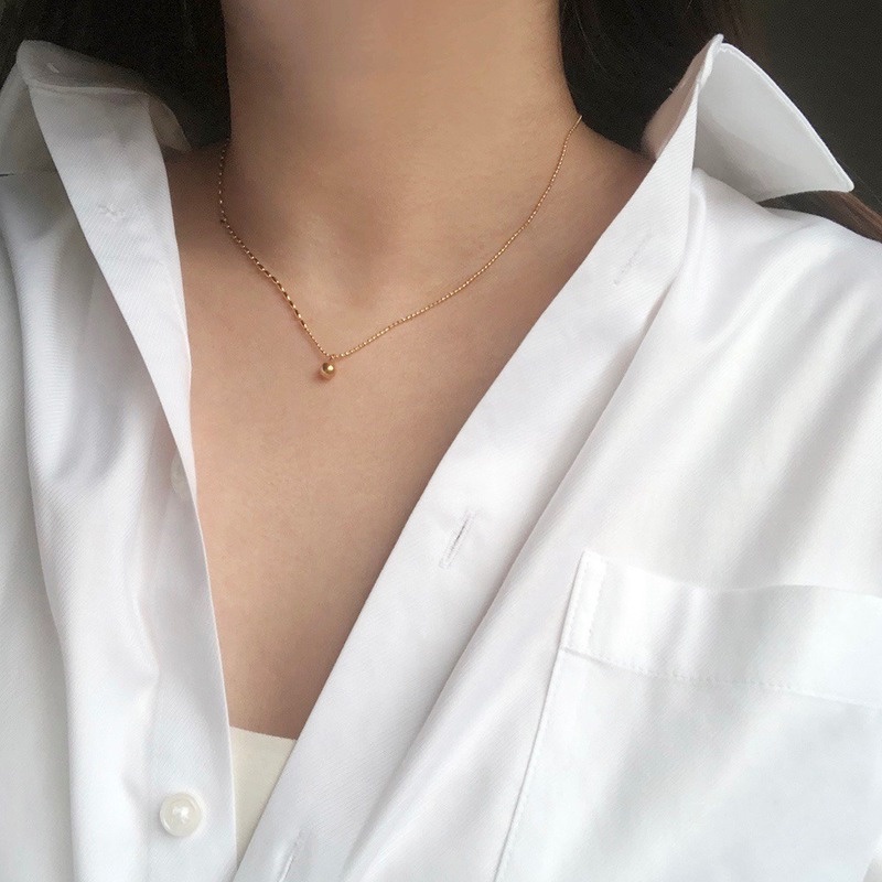 Dây Chuyền Bằng Thép Titan Đính Kim Cương Nhân Tạo Màu Vàng Thời Trang