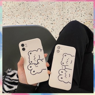 Ốp Lưng Silicon full dòng cạnh vuông Màu Bảo Vệ CAMERA Couple Bear