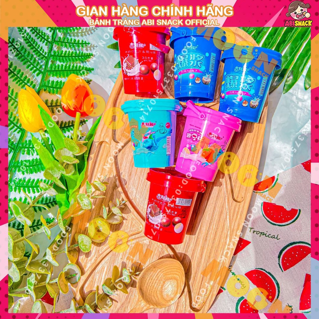 HOT xô kẹo sô cô la viên mix bánh oreo kèm muỗng múc mini dễ thương Hongkong xô 25gram
