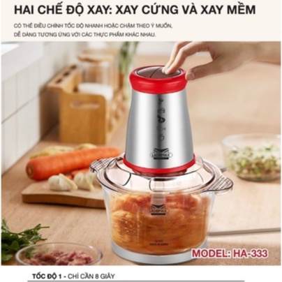 Máy xay thịt Ladomax Ha-333 cối thủy tinh dung tích 2L công suất 400W - Hàng chính hãng BH 12 tháng