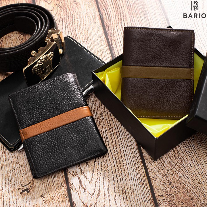 Ví da nam bóp da nam da bò miu hạt nhỏ thật phối màu cao cấp