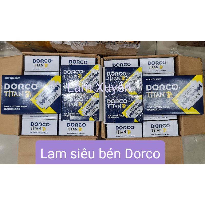 Dao lam Dorco Titan xanh hộp 100 lưỡi chính hãng 100% 🥰Freeship🥰 siêu bén chất lượng cao cấp cho barber shop hớt tóc nam