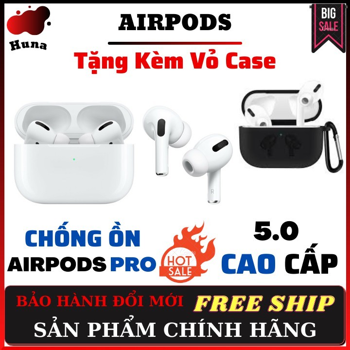 [AIRPODS PRO]⚡️Tai Nghe Bluetooth Phiên Bản Cao Cấp Nhất - Tặng Kèm Vỏ Đẹp [BẢO HÀNH ĐỔI MỚI] - HunaStore