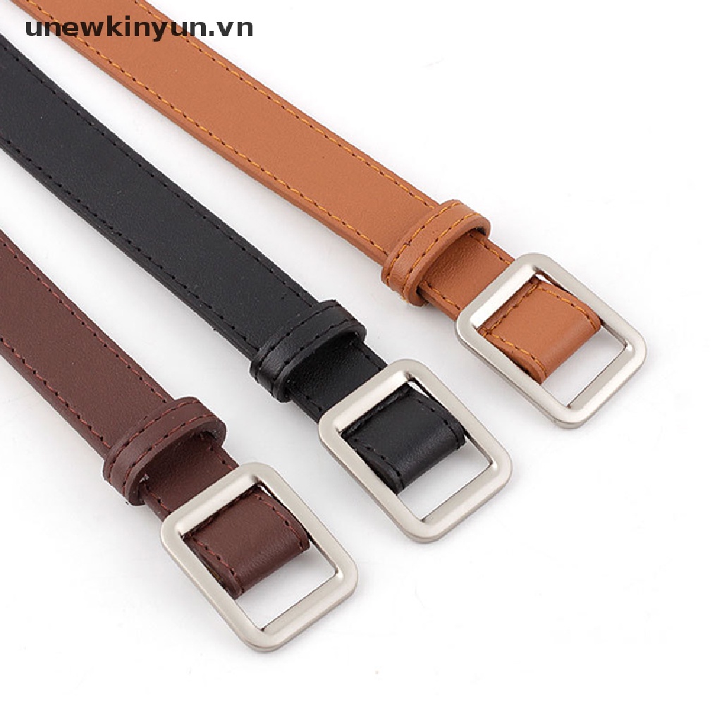 Thắt lưng da màu nâu khóa vuông cổ điển dành cho nữ