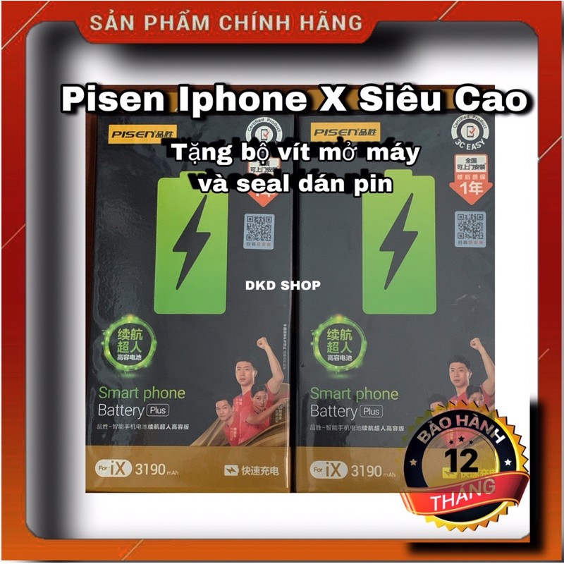 Pin Pisen IPhone X Dragon Dung Lượng Siêu Cao ( 3190 mah )