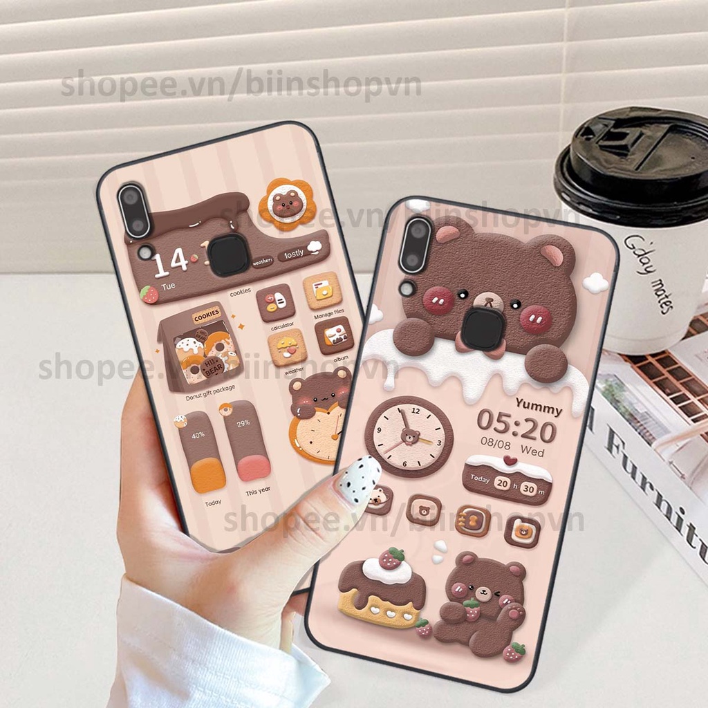 Ốp Vivo Y91 / Y91c / Y93 / Y95 in 3D icon gấu nổi siêu xinh, siêu đáng yêu, cá tính phong cách
