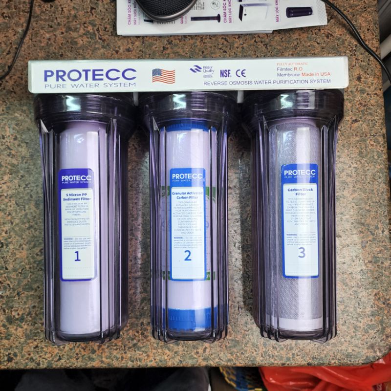 BỘ 3 CẤP LỌC ( 3 LY TRONG ) ⚡️ XẢ KHO ⚡️ 10 INCH 1 RON LỌC NƯỚC - BỘ 3 LỌC NƯỚC, CẶN BẨN, KHỬ MÙI - BỘ 3 LỌC THÔ