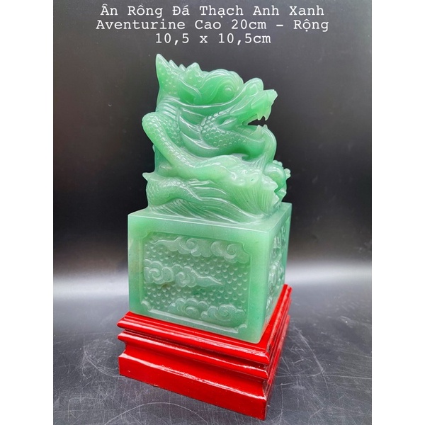 Ấn Rồng Đá Màu Hồng &amp; Đá Màu Xanh Phong Thuỷ