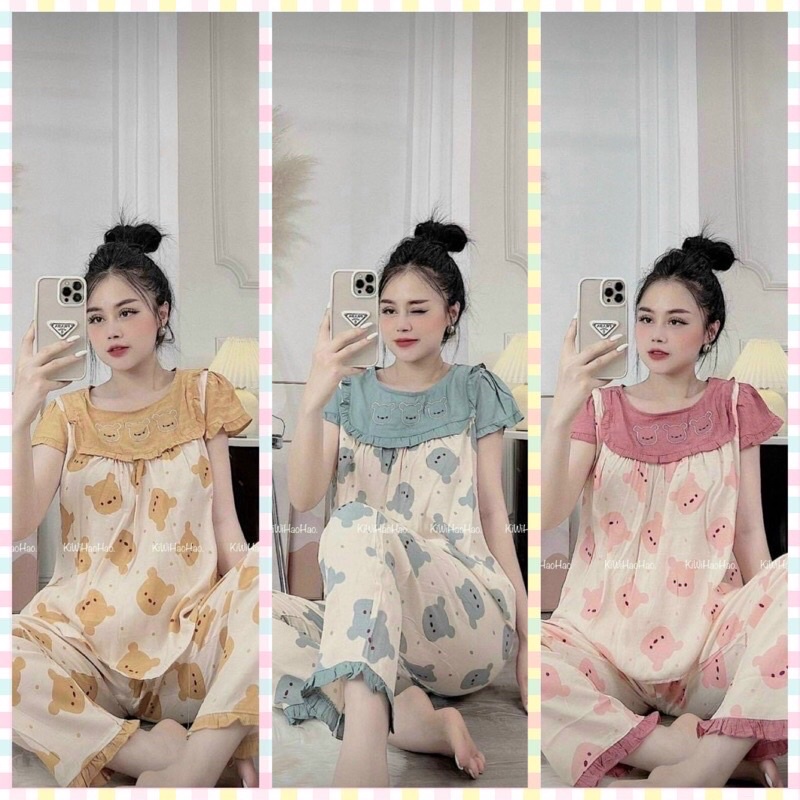 Đồ bộ bầu dài tay thu đông chất đũi hàng có kéo khoá cho con ti sau sinh mực nhà thời trang