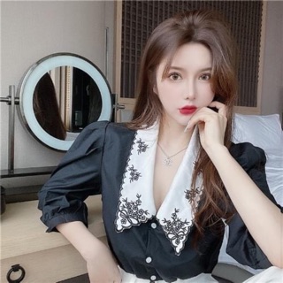 🌸🌸 Áo sơmi cổ thêu hoa 🌸🌸 Ảnh thật