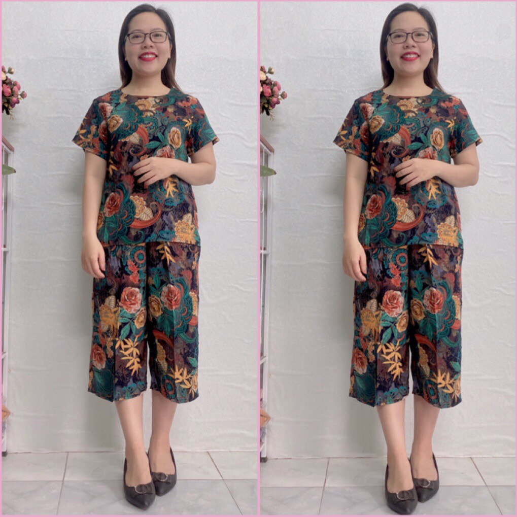 Bộ lanh nhung MANGO cộc trung niên, bộ lanh cho mẹ