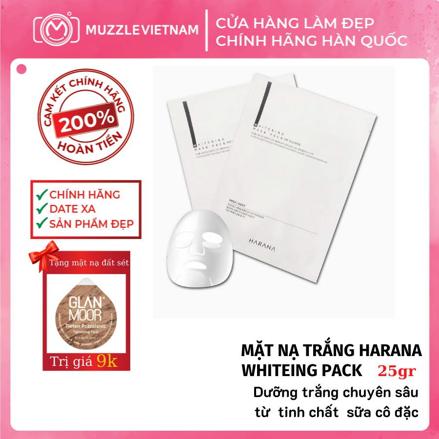 Mặt Nạ Giấy HARANA Whitening Mask Pack Dưỡng Trắng Da [Chính Hãng Hàn Quốc]