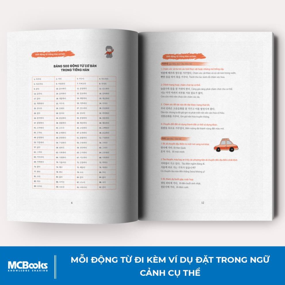 Sách - 500 Động Từ Tiếng Hàn Cơ Bản-[MCBOOKS]