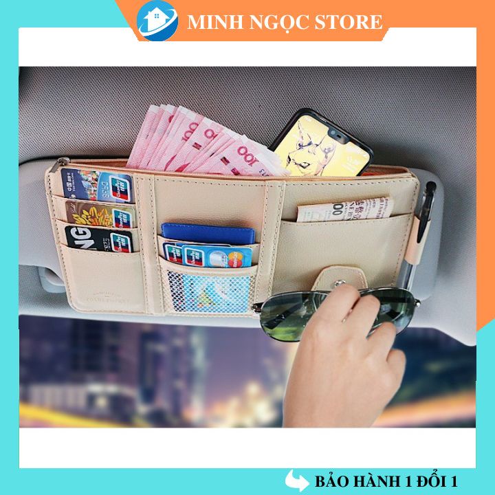 Ví da đựng giấy tờ đăng kiểm ô tô xe hơi nhiều ngăn cài tấm chắn nắng tiện lợi