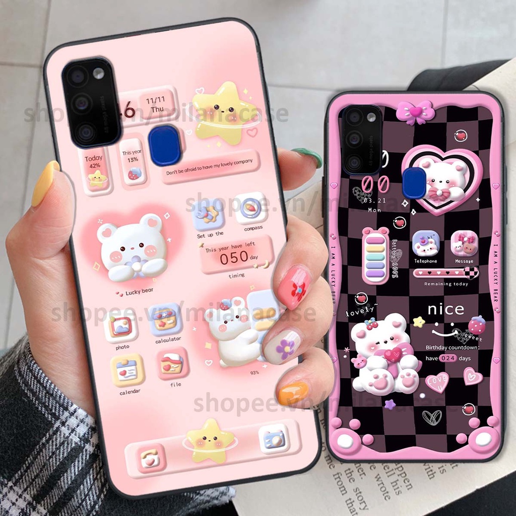 Ốp Samsung M21 / M30s hình đồng hồ icon gấu mèo cute cực dễ thương ngộ nghĩnh