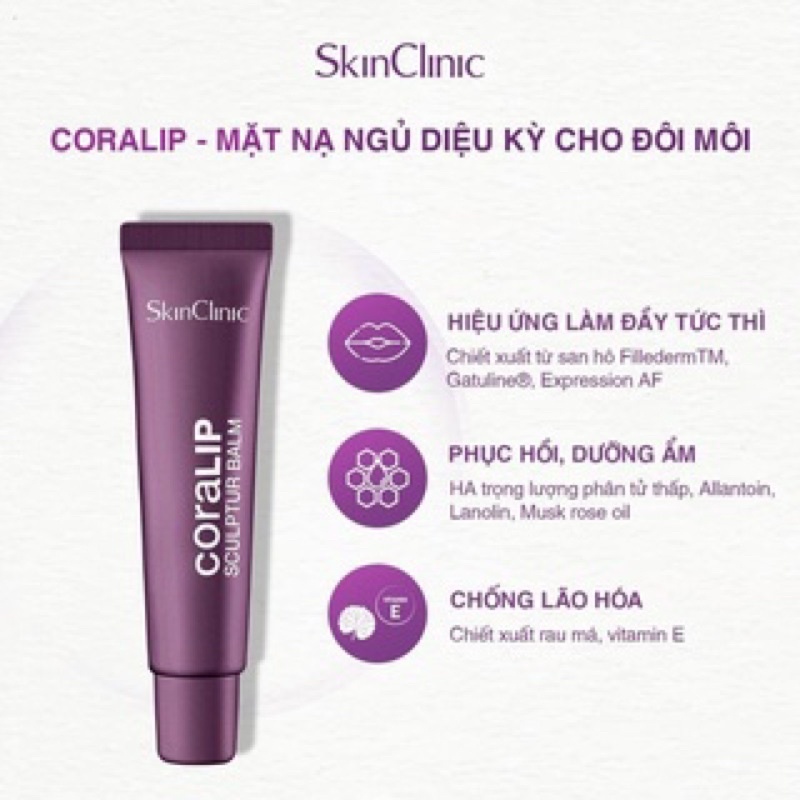 Kem dưỡng môi ẩm mượt, căng mọng SkinClinic Coralip 15ml