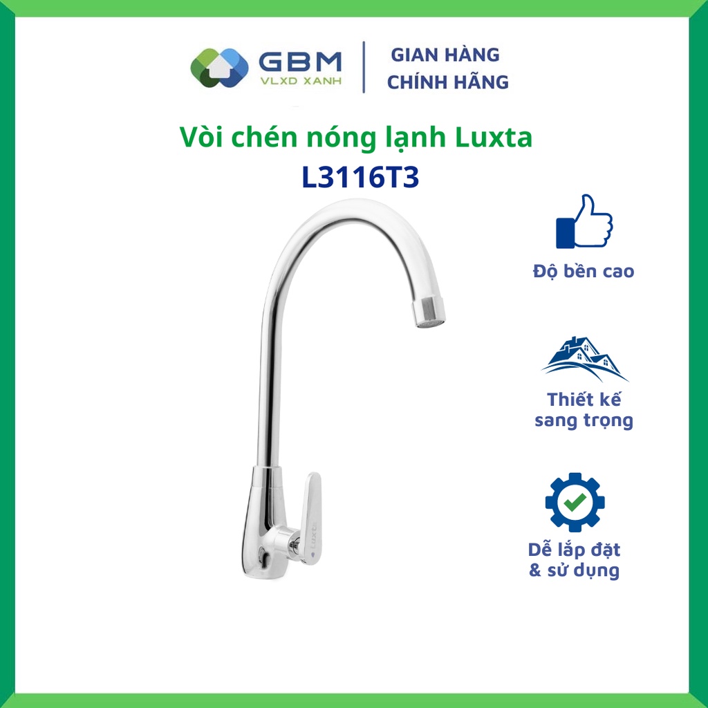 [Mã BMBAU50 giảm 10% đơn 99k] Vòi chén lạnh Luxta cao cấp L3116T3 -VLXD XANH