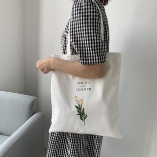 Túi tote vải canvas cao cấp đựng đồ phong cách Hàn Quốc in hình bông hoa cải siêu đẹp