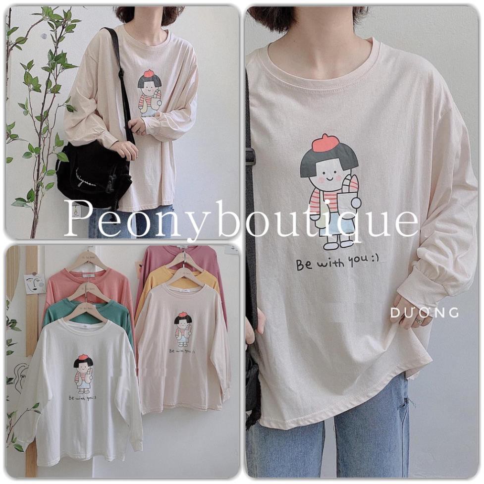 Áo Thun Tay Bồng BEWITH YOU Nữ [FREESHIP] 🌸 Phông dài tay oversize màu XANH | VÀNG | TRẮNG | BE | HỒNG Ulzzang HOT 🌸