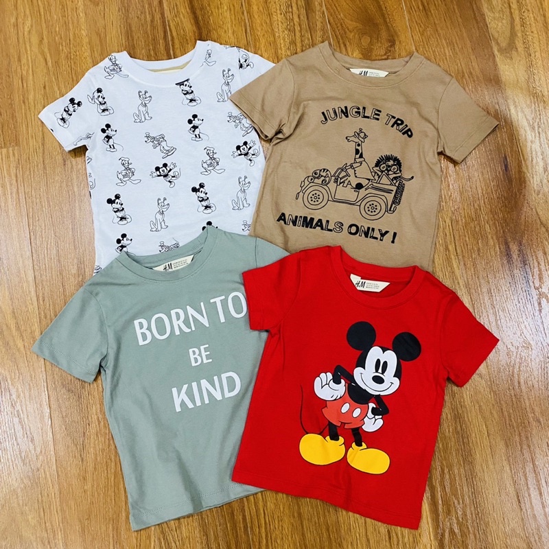 Set 4 áo phông HM dư xịn bé trai ( màu ngẫu nhiên)