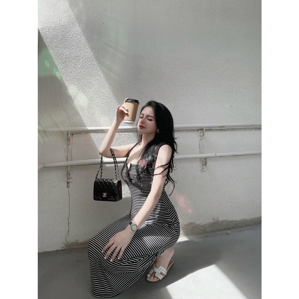 Đầm Body Hai Dây Sọc Ngang Nhỏ xinh