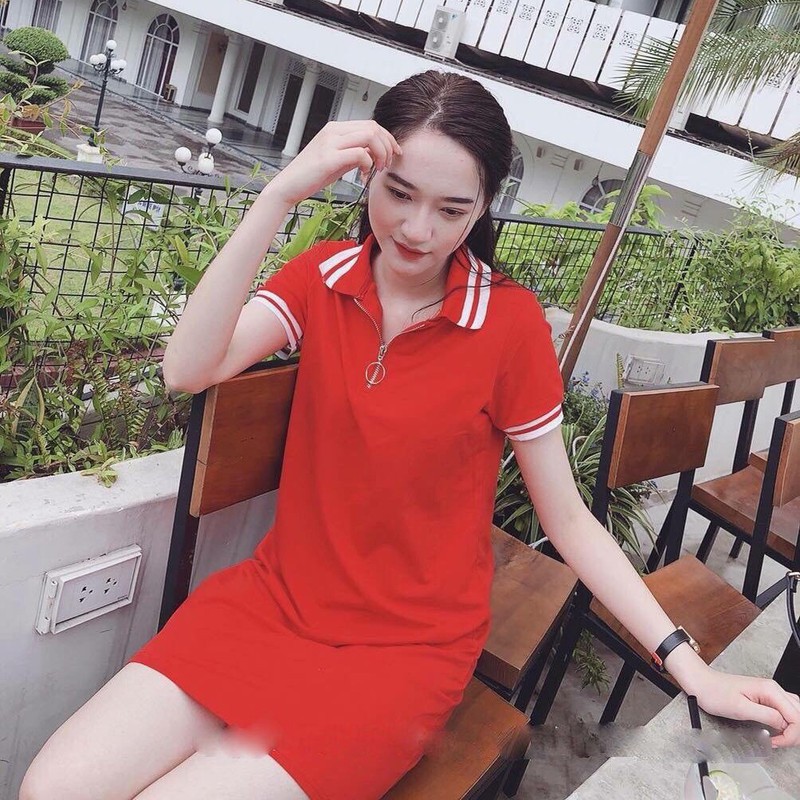 Đầm Suông Thun Cổ Dây Kéo Phối Bo Viền Sọc - DXS02
