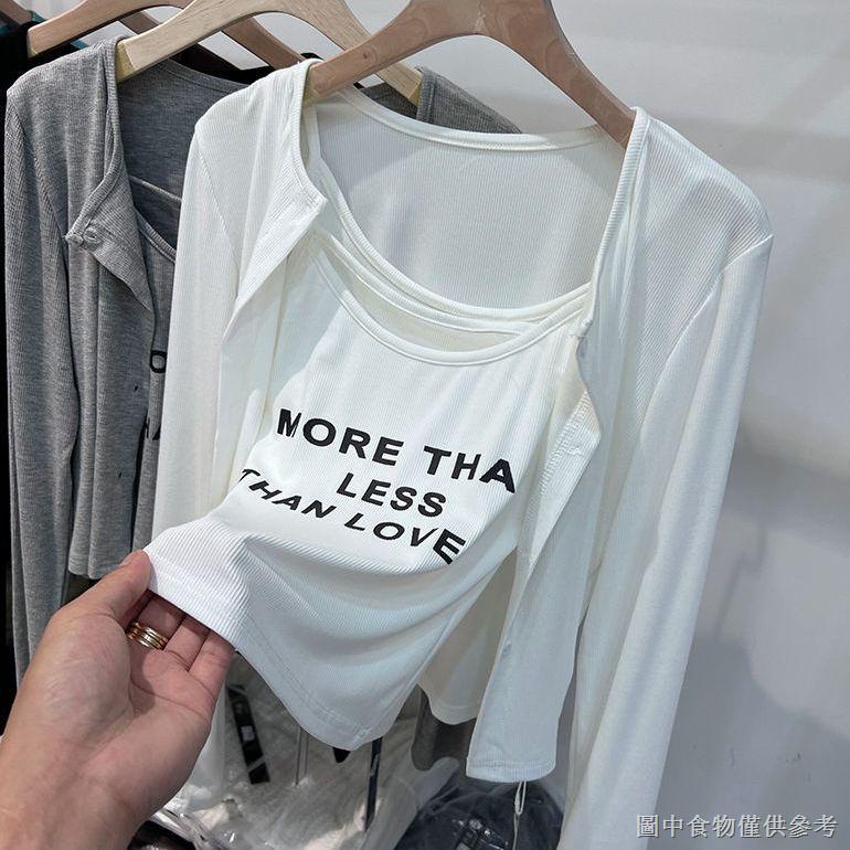 Áo Thun Bóng Chày Giả Hai Lớp In Chữ Phong Cách Hàn Quốc Thời Trang Mùa Thu 2022
