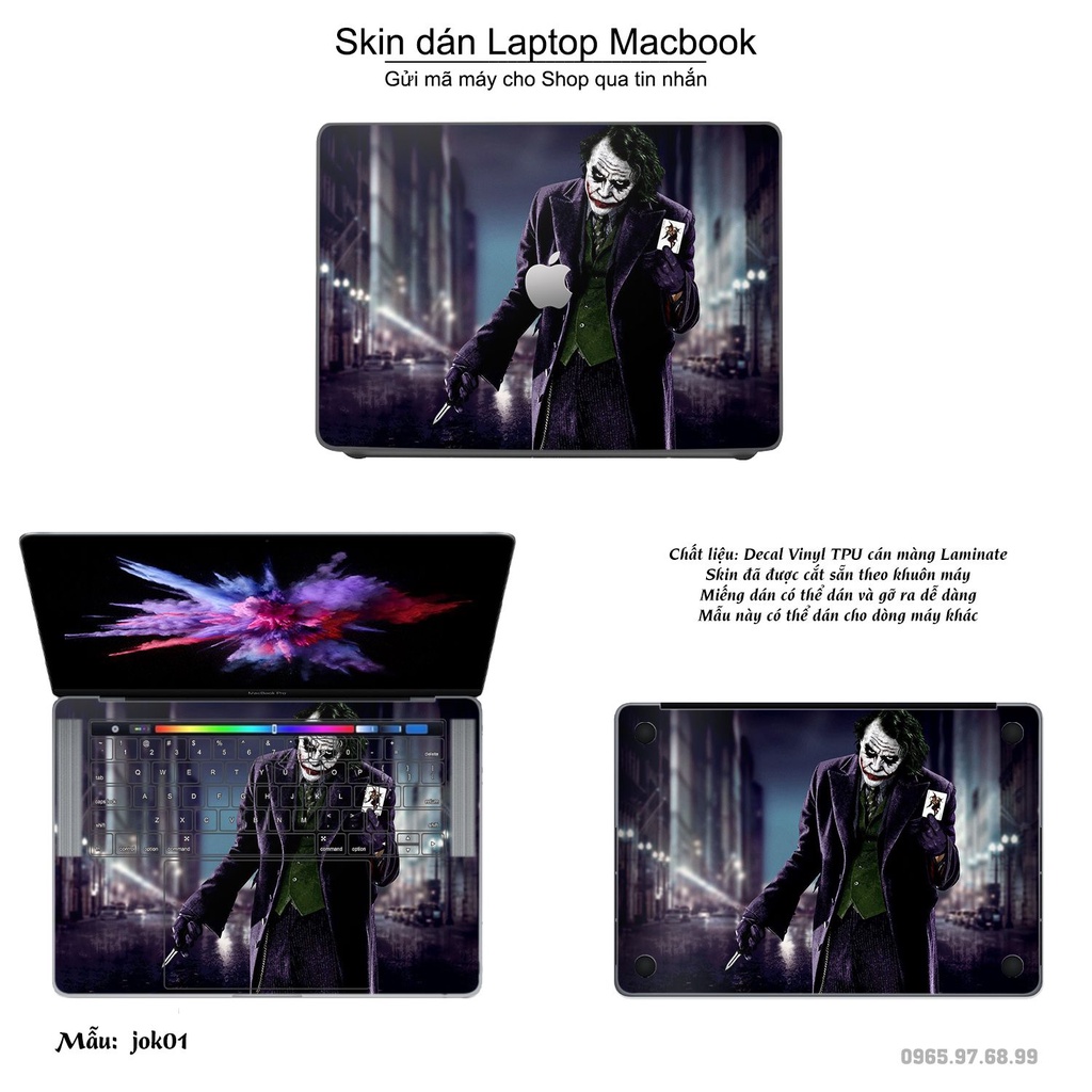 Skin dán Macbook mẫu Joker (đã cắt sẵn, inbox mã máy cho shop)