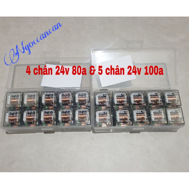 10 rơ le 4 chân 24v 80a và 5 chân 24v 100a