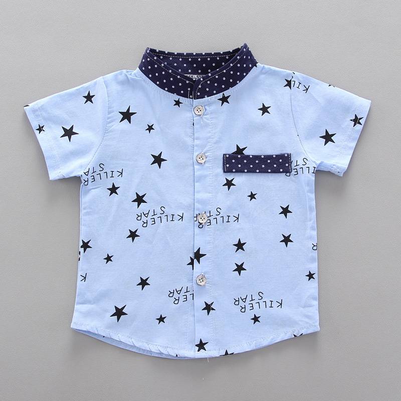 Bộ 2 món gồm áo tay ngắn + quần short in họa tiết ngôi sao cho bé 0-5 tuổi