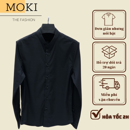 Áo Sơ Mi dài tay Cô Tàu MOKI  vải lục cao cấp thời trang phong cách hàn quốc