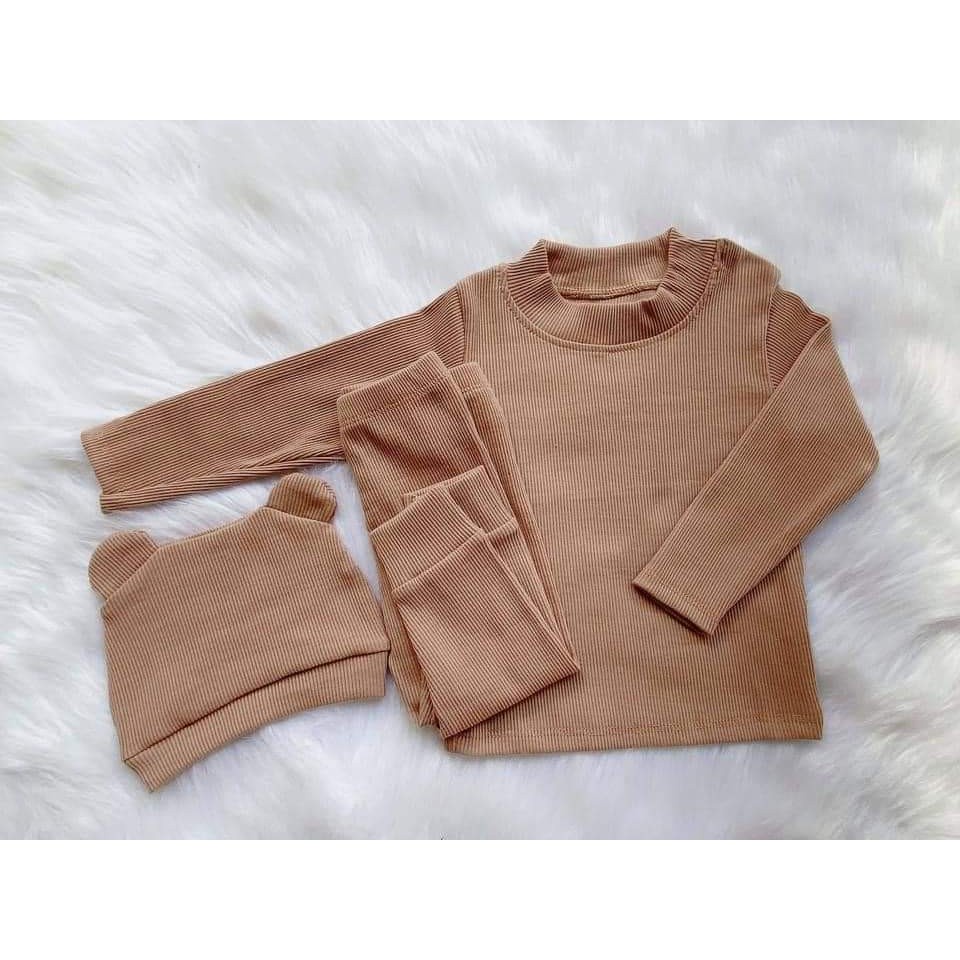 Đồ bộ quần áo dài tay trẻ em Tặng kèm Mũ - Bộ tăm dài tay cho bé sơ sinh tới 15kg AM807