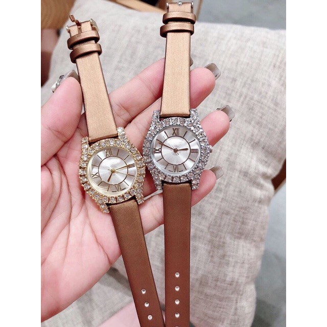 9K] Đồng Hồ Nữ HORPA Dây Da Viền Đá Thời Trang