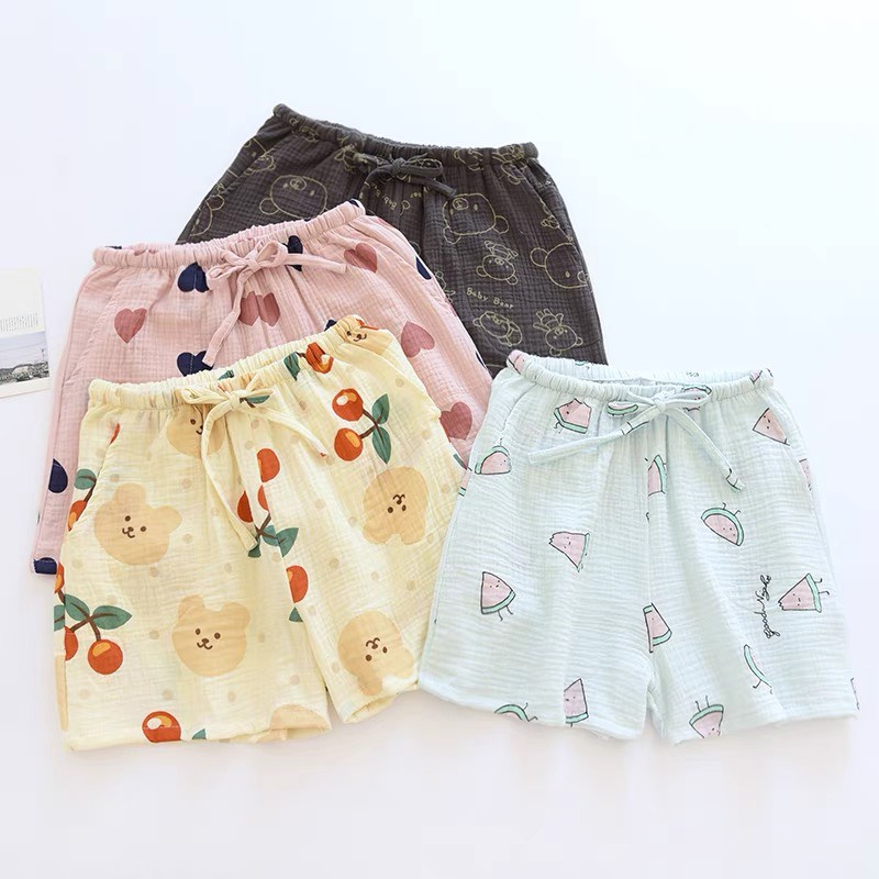 Quần Short Nữ Mặc Nhà Quần Đũi Xốp Hàn Thấm Hút Tốt Họa Tiết Dễ Thương Xinh Xắn