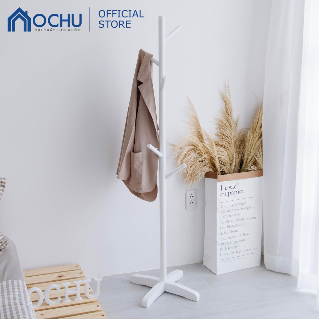 Cây Treo Quần Áo Đứng Bằng Gỗ OCHU - Standing Hanger - White