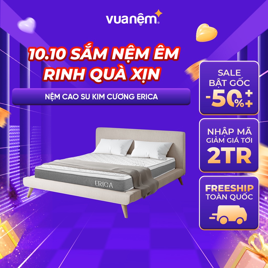 Nệm cao su tổng hợp Kim Cương Erica nâng đỡ cơ thể, êm ái