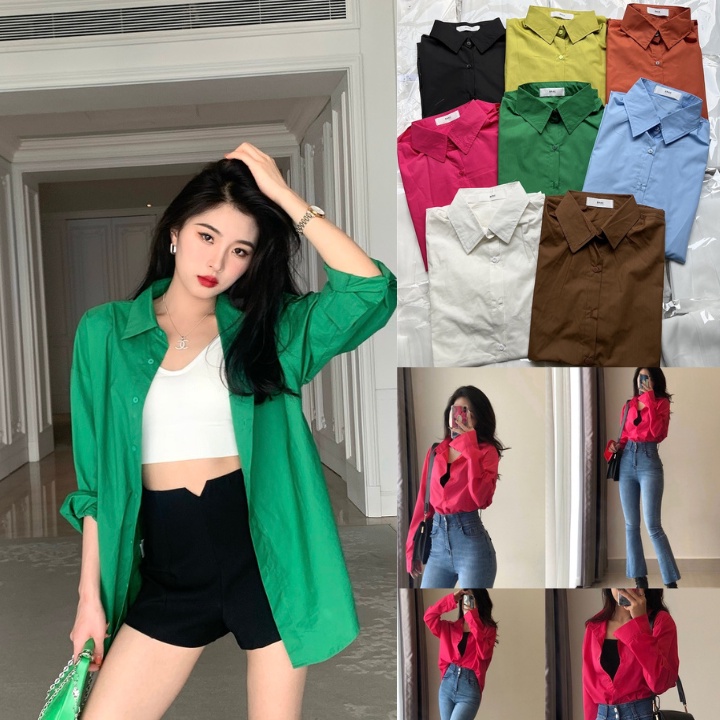 Áo sơ mi dài tay form rộng nhiều màu oversize phiên bản mùa hè cao cấp 2022 Kozoda SM60