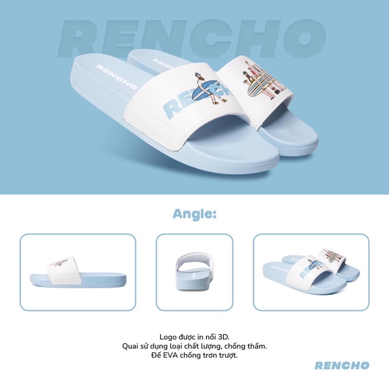 Dép Rencho- Mẫu In Summer Xanh