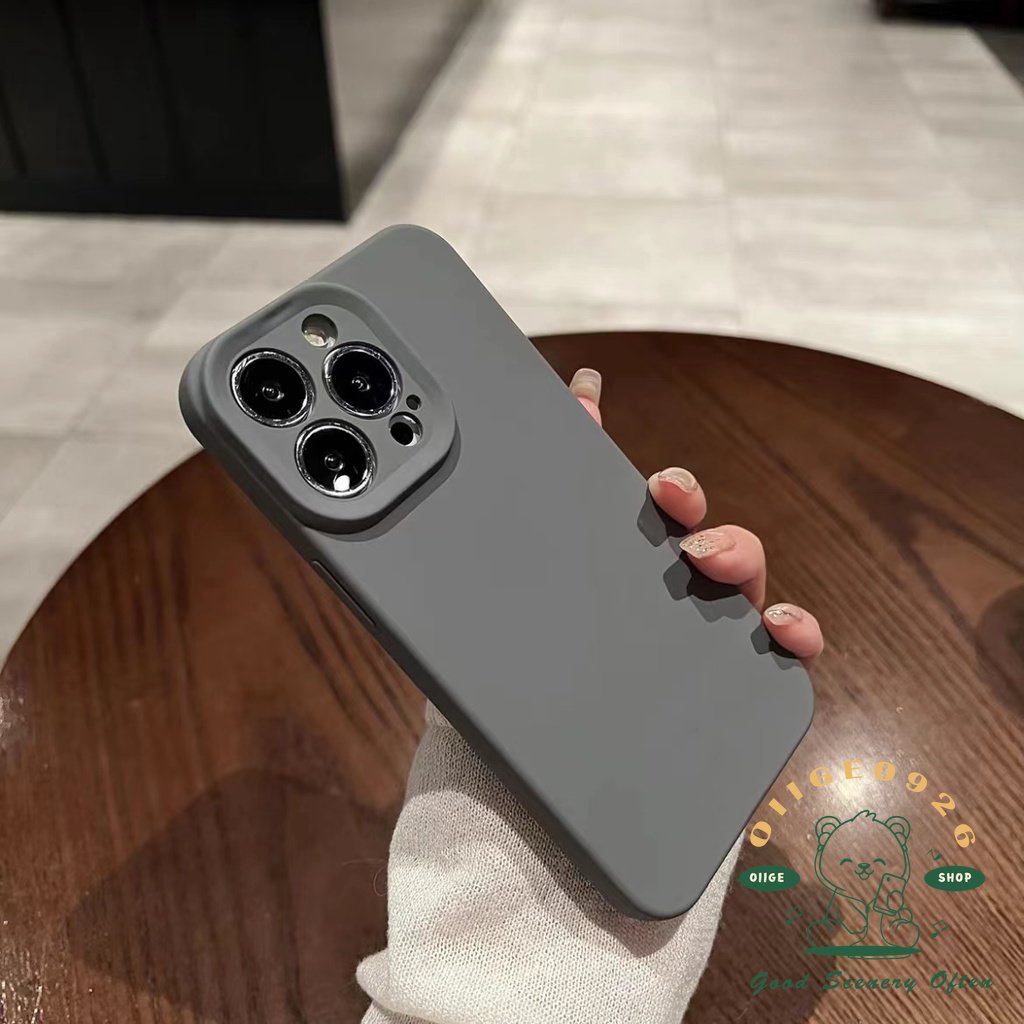 Ốp Điện Thoại Silicon Mềm Màu Trơn Đơn Giản Bảo Vệ Toàn Diện Cho Iphone 14 13 12 11 Pro Max