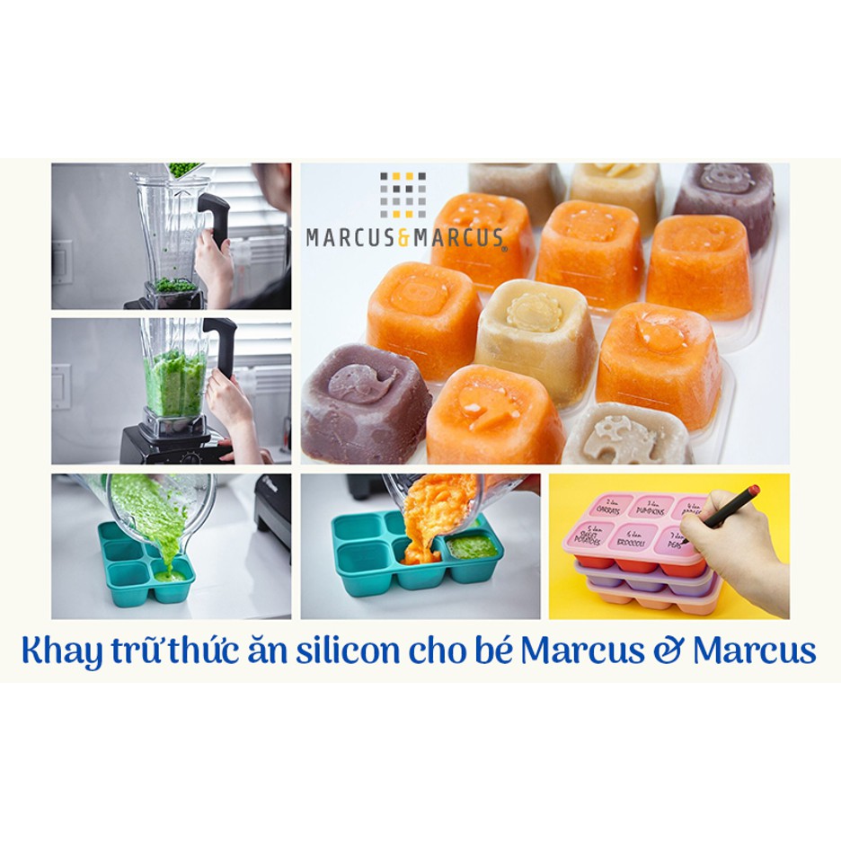 Khay silicon trữ đông đồ ăn dặm cho bé Marcus &amp; Marcus - Lola (60ml x 6 ngăn)