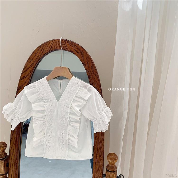 Bộ Đồ 3 Món Gồm Áo Ren Cổ Chữ V Kèm Quần Ngắn Và Thắt Lưng Thời Trang Mùa Hè Cho Bé Gái